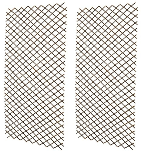Woodside 1.8m x 90cm Wooden Wicker Garden Fan Trellis, Climbing Plant/Flower Support, 2 Pack