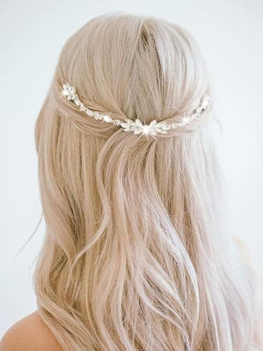 Handcess Braut Hochzeits Haarkamm Silber Strass Haarteil Kristall Braut Seitenkämme Hochzeits Haarschmuck für Frauen und Mädchen