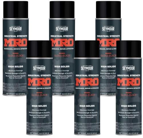 SEYMOUR 620-1415 Industrial MRO High Solids Spray Paint, Gloss Black, 16 Ounce Case: 6 Units