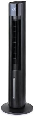 GEEPAS 42 Tower Fan with Remote Control | Bladeless Oscillating Cooling Digital Touch Display, 3 Speed Levels 4 Wind Modes With 12H Timer | Electric Standing Air Circulator for Home Office, 45W Black