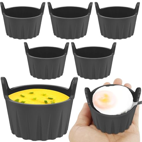 Dhqkqg Silikonform für Heißluftfritteuse, 6 Packungen Silikon Backform, Silikonform Heißluftfritteuse Wiederverwendbar, Airfryer Silikonform Anstelle Backpapier für Heißluftfritteuse Zubehör,Schwarz