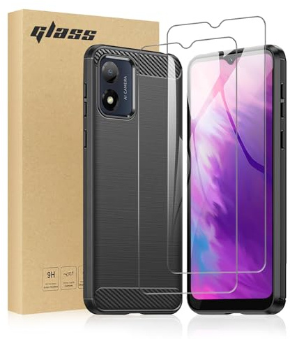 TailTech Funda y protector de pantalla para Motorola E13, protector de pantalla y funda para Moto E13 y vidrio templado, funda de TPU con rayas cepilladas con protección a prueba de golpes