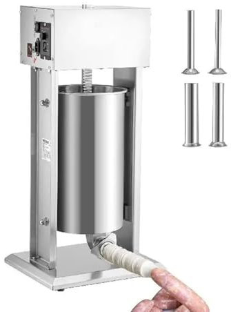 Elektrischer Wurstfüller, elektrischer 10L/15L-Wurstfüller, Wurstmaschine aus Edelstahl, mit 4 Einfülltrichtern, vertikaler Wurstfüller, für Gewerbe, Zuhause und im Freien