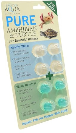 Evolution Aqua PURE Amphibian & Turtle - Aquarium Cleaner & Algae Remover | Beneficial Bacteria Treatment for Crystal Clear Water, Suitable for Axolotls, Turtles & Frogs
