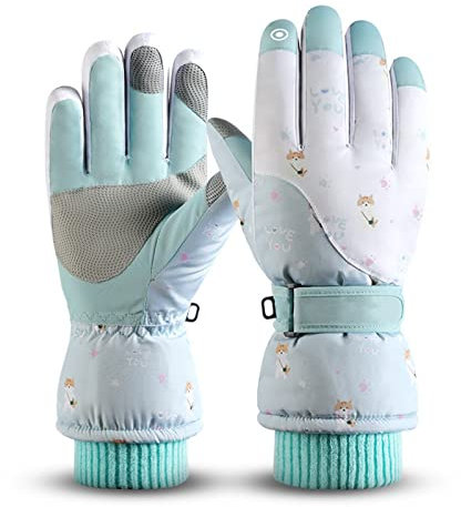 JXXUIRUIEEN Damen Lederhandschuhe Outdoor-Skihandschuhe mit Touchscreen und samtwärmenden Reithandschuhen(Grün)