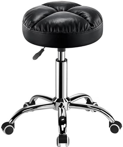 Höhenverstellbarer drehbarer Hocker für Barbershop Klinik, PU-Rundsitz mit Rollen, stilvoller und bequemer Friseurstuhl