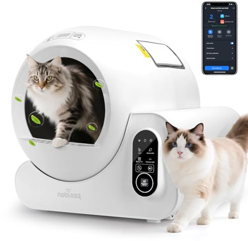 Nobleza Selbstreinigendes Katzenklo SL02 70L - Für mehrere Katzen, Triple Geruchsbeseitigung, APP-Steuerung, Mehrfacher Sicherheitsschutz inkl. 2 Müllbeutel-Rollen