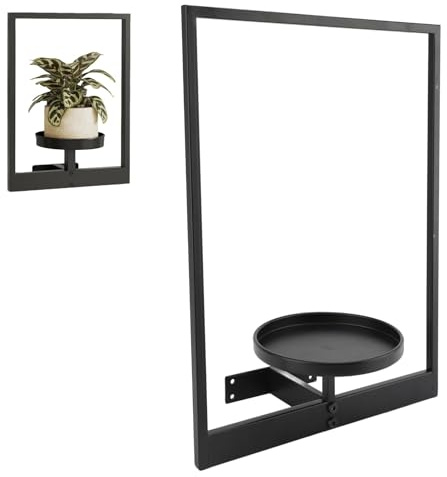 Bewinner Support Mural pour Plantes avec Cadre Photo, étagères Suspendues Flottantes avec Cadre en Métal, étagère pour Plantes Suspendues, Décoration D'intérieur Moderne pour Salon,