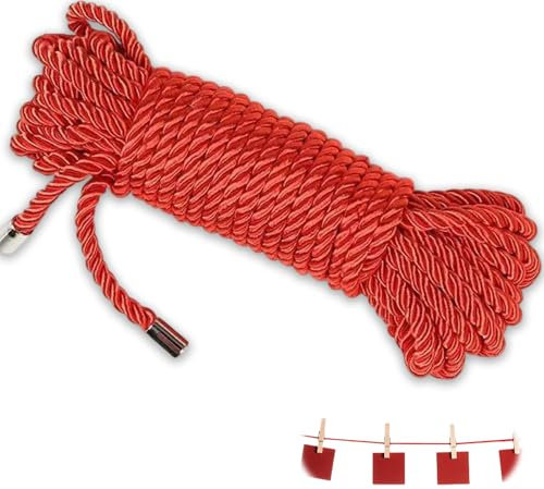 All Purpose Rope 8 mm 10M, Soft Multipurpose Durable Long Rope, Red Macrame Cord DIY, Natural Twisted Ropes for Camping, Clotheslines & Bundling, Weatherproof