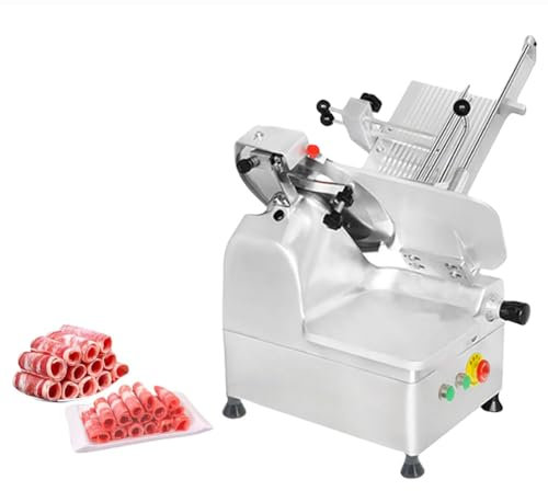 TT-YEC Affettatrice Elettrica per Carne Congelata, Taglierina da Tavolo in Lega di Alluminio E Magnesio con Taglierina in Acciaio Inossidabile, Spessore Regolabile 0-12 Mm