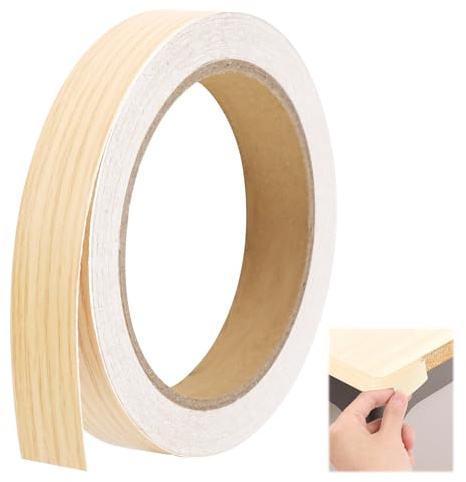 QTMMC Rouleau de ruban adhésif pour bordure de travail, meubles et panneaux MDF - 18 mm x 10 m - Couleur chêne - Pas de repassage nécessaire