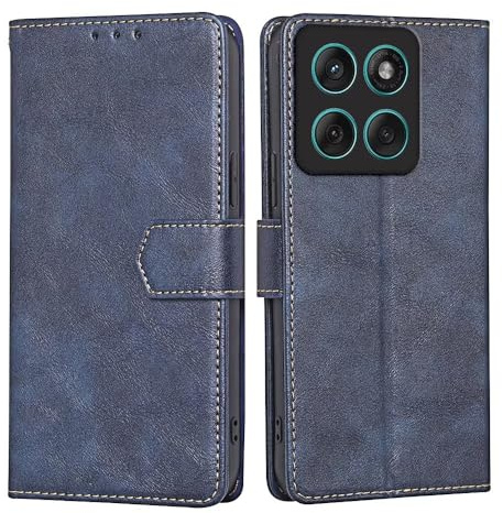 RankOne Cover per Motorola Moto g56 5G (6.72 Inches), Custodia Flip Pelle Portafoglio, Magnetica Libro Bumper Cover Case - Blu