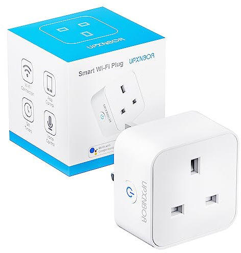 UPXNBOR Smart Plug, Wi-Fi Outlet Compatible with Alexa, Google Home, Wireless Smart Socket with Energy Monitoring, Timer & APP Remote Control, 2.4GHz Wi-Fi Only - No Hub Required (1 Pack)