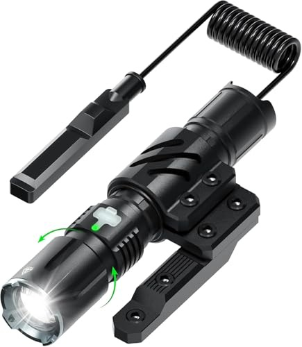 Feyachi LED Torches Tactical Flashlight Picatinny Rail Flashlight | IPX7 Protection with Pressure Switch 4 Modes LED Light