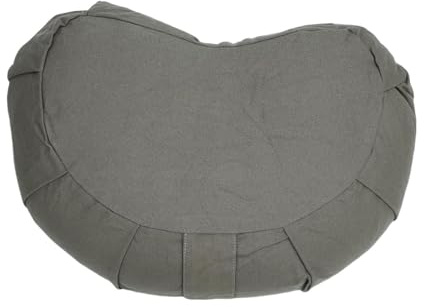 HUSHUI Meditation Floor Pillow, Half Moon Cushion, for Yoga Practice, Cozy and Lightweight Buckwheat Pillow, Supports Meditation Anywhere (Grey)