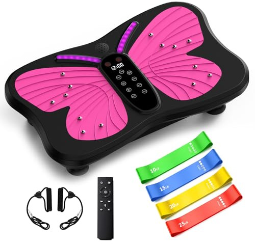 Vibration Plate Exercise Machine, 3D Vibrating Plates for Weight Loss and Lymphatic Drainage, 200 Adjustable Speeds Max Weight 400 Lbs, Whole Body Workout Sculpting Platform for Home Fitness (pink)