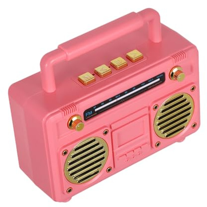 HIAKDOFT Mini Altavoz Inalámbrico Portátil Altavoz Pequeño Retro Portátil Radios Pequeños Radio Antigua Subago Rosa