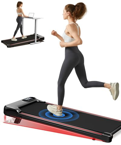 Walking Pad Treadmill with 15% Incline, 3 in 1 Under Desk Treadmill for Home Office, 2.5 HP Quiet Motor Portable Walking Machine with Remote and LED Display, Speed 1-10KM/H, Max Load 136KG/300lbs