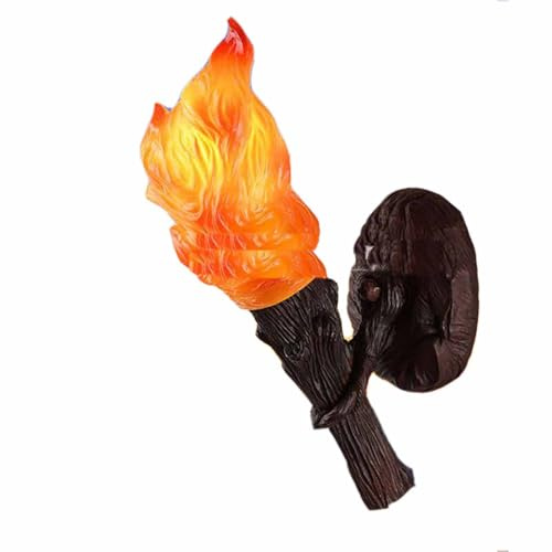 TYXFSMYXGS Applique Murale Industrielle Vintage américaine, Lampe Murale en résine en Forme de Torche avec Ampoule LED à Flamme vacillante, luminaire Mural rétro Rustique pour Restaurant, Bar