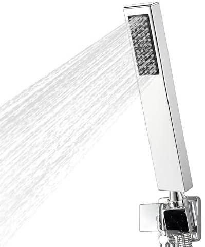 All Metal Handheld Shower Head Square Shower Head, Silver