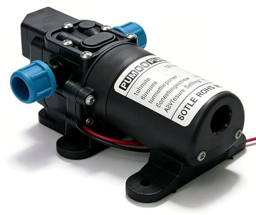 Pompe à eau auto-amorçante 12 V CC 12 V avec pressostat, pompe à eau à membrane auto-amorçante 60 W 4,5 L/min pour arrosage de jardin, caravanes, bateaux, camping-car, pelouse