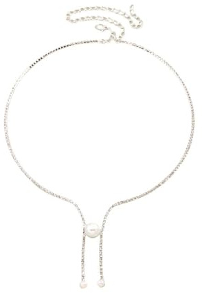 XIGAWAY Verstellbare Halskette mit Zirkonia-Steinen für Damen, funkelnder geometrischer Halsreif, silberfarbene offene Manschette, Statement-Schmuck