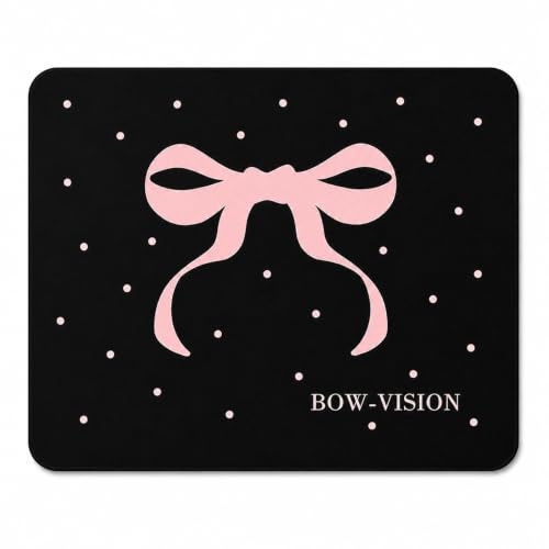 GEEKPC Alfombrilla de ratón de microfibra repelente al agua, 260 x 210 mm, base de goma antideslizante, bordes cosidos, bonito diseño de lazo rosa, alfombrilla de escritorio para ratones ópticos láser