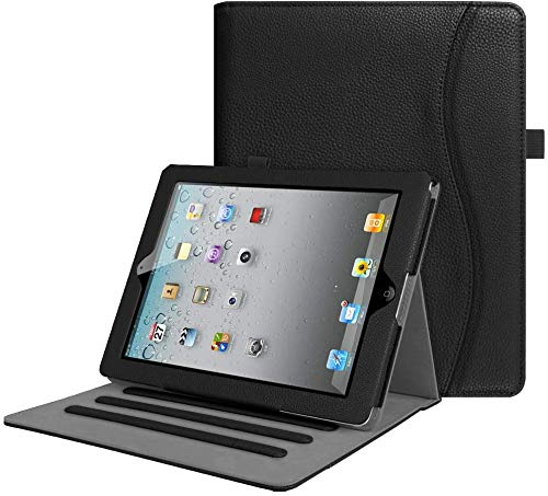 Fintie Hülle für iPad 4. Generation (2012), iPad 3./2. Generation (2012/2011) 9.7 Zoll - [Eckenschutz] Multi-Winkel Betrachtung Folio Stand Schutzhülle mit Dokumentschlitze, Auto Sleep/Wake, Schwarz