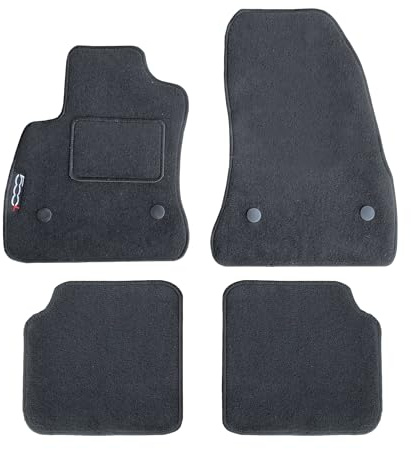 Lupex Shop TPMIS4FIX_500L Tappetini auto in moquette con logo per 500L con 4 clip