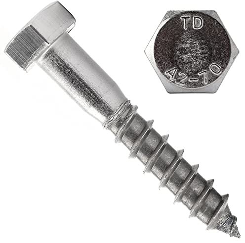 OPIOL QUALITY® Holzschrauben DIN 571 M8x45 aus Edelstahl A2 V2A (20 Stück) Sechskantschrauben Holzschrauben Edelstahlschrauben Sechskantschraube Holzbauschraube