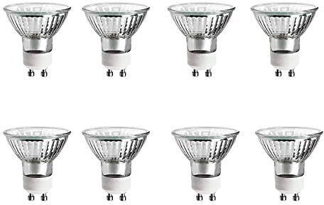 Edearkar 35W GU10 Halogen Light Bulbs(8 Pack) 35W 120V 2700K Warm White Dimmable GU10 Base Halogen Flood Light Bulbs for Accent, Recessed, Track Lighting,Landscape Light