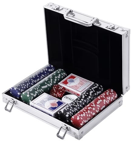 HOMCOM Mallette de Poker Coffret de Poker Complet 200 Jetons 2 Clés Alu