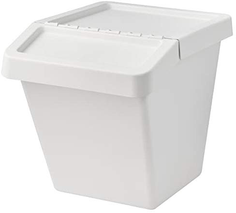 SORTERA Waste sorting bin with lid, white, 60 l, 41x55x45 cm for home & office use. Recycling bins. Waste bins & bags. Small storage & organisers. Storage & organisation. Environment friendly.