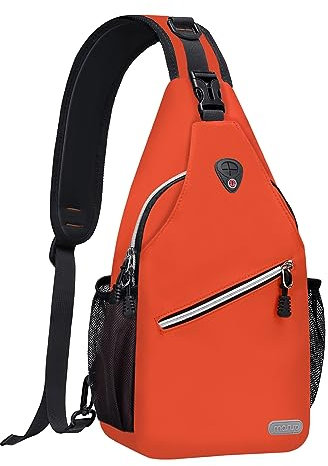 MOSISO Brusttasche Sling Bag Sling Rucksack Schulterrucksack,Polyester Multipurpose Crossbody Schultertasche Umhängetasche Sporttasche Reise Wander Daypack für Herren Damen, Orange