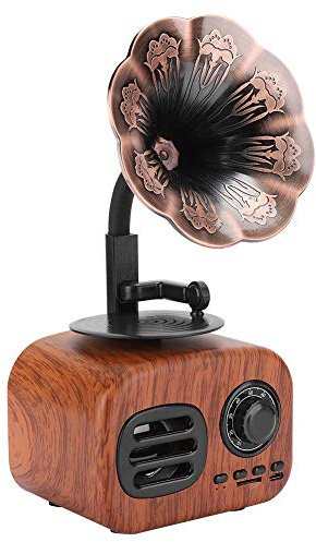 Nouveau Haut-Parleur Bluetooth rétro, Haut-parleurs en Plastique en Bois Vintage Portables 5W Bluetooth 4.2 Lecteur de Musique Haut-Parleur de Carte enfichable(Noyer)