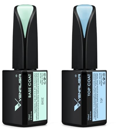 VENALISA 15ml Überlack Top Coat & Unterlack Base coat Long Lasting Unterlack & Überlack Set für Gel Nagellack UV Nagellack Nail Art Salon Design