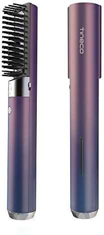 TINECO ZIVA ONE Intelligente Haarbürste mit Negativ-Ionen-Technologie, Anti-Verbrüh-Heiß-Haarglätter pflegt, entwirrt, glättet und frischt die Haare aus –In Lila Farbe und mit Reisetasche