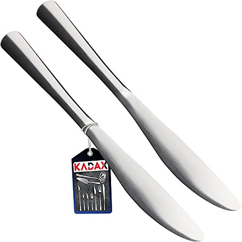 KADAX Lot de 2 couteaux de cuisine en acier inoxydable, couteaux de cuisine à effet brillant, couteaux minimalistes couteau à fruits, couteau de menu, couteau à dessert (L: 22,5 cm, argent)