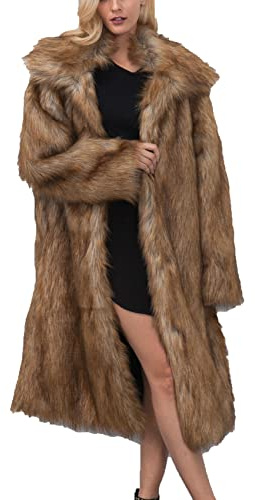 Giacca da Donna Lunga in Pelliccia Sintetica con Collo Quadrato alla Moda Giacca da Donna Autunno E Inverno con Cappotto Lungo