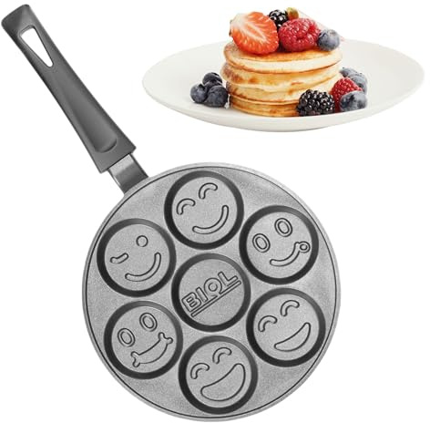 4BIG.fun Pancakes Pan Diameter 26 cm | Eye Pan Marble Coating Induction Frying Pan | 4-Hole Pan Pancakes Oladji Cast Aluminium Frying Pan | Egg Pan Mini Pancakes Fried Eggs Blinis Poffertjes