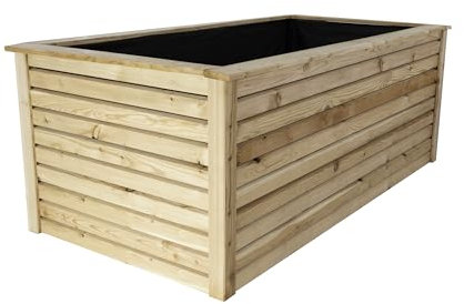 Gartenwelt Riegelsberger Modernes Hochbeet 150x100 cm Höhe 73 cm aus Rhombusleisten 27 mm Lärchenholz Gemüsebeet Gartenbeet Kräuterbeet