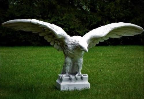 Casa Padrino Gartendeko Skulptur Adler Grau 180 x 70 x H. 92 cm - Große Garten Deko Stein Figur - Garten Stein Skulpturen - Garten Deko Accessoires