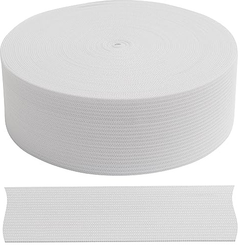 AERZETIX - C67540 - Bande élastique plate tressée 10 mètres - largeur 35 mm - en polyester + latex - couleur blanc