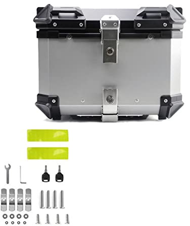 JUNNIU 28 l, 55 l, 65 l, 80 l, 100 l, Motorrad-Topcase, Top-Box für Fahrrad-Kofferraum mit Schloss, Heckbox-Montage/Schwarz/B-55L Decoration