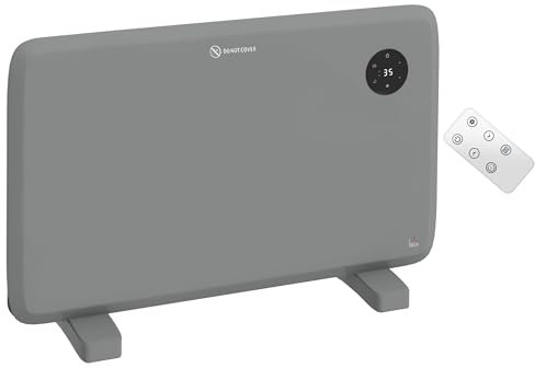 HOMCOM 1200W Electric Panel Heater, Freestanding or Wall Mounted, Convector Heater with LED Display, Open Window Detection, Timer, Overheat Protection, Remote Control, Grey