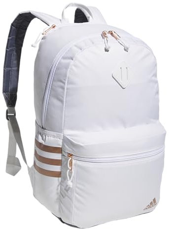 adidas Classic 3-Stripe Backpack 5.0 Zaino Borsa, Bianco/Oro Rosa/Grigio Onice, One Size Unisex-Adulto
