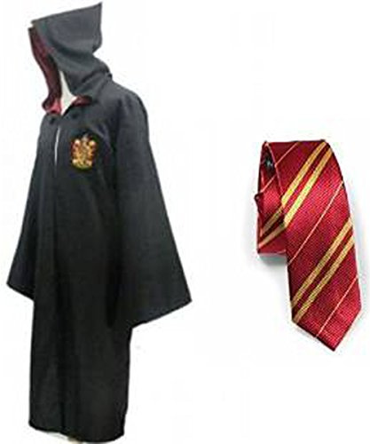 WHSUXAYC - Mantello da Mago di Hogwarts, Mantello per Casate di Hogwarts, Uniforme per Giovani e Adulti, Costume per Cosplay di Halloween e Carnevale (Rosso, Taglia XL)