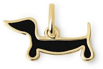 SINGULARU - Charm Perro Teckel Enamel Black. Colgante en Latón con Acabado Baño de Oro de 18Kt y Esmaltado. Reversible. Joyas para Mujer