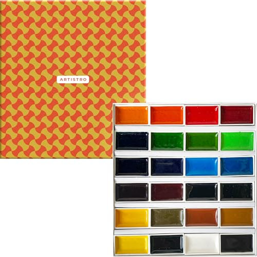ARTISTRO Professional Watercolor Paint Set for Adults - 24 Pigment-Rich Colors, XL Pans, ASTM-I Lightfastness, High Tinting Strength Watercolor Set for Professionals made by professionals
