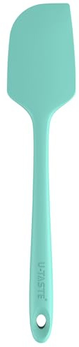U-Taste 11.38 Silicone Baking Spatula: 480ºF Heat Resistant Food Grade Flexible Rubber Kitchen Bowl Scraper, Seamless Pastry Spreader for Mixing Stirring Scraping in Nonstick Cookware (Aqua Sky)